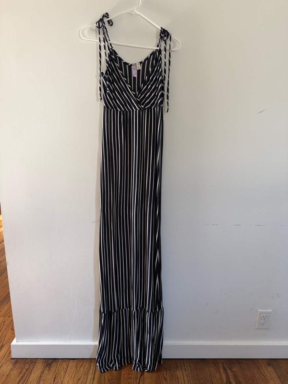 Alya Navy and White Striped Maxi Dress